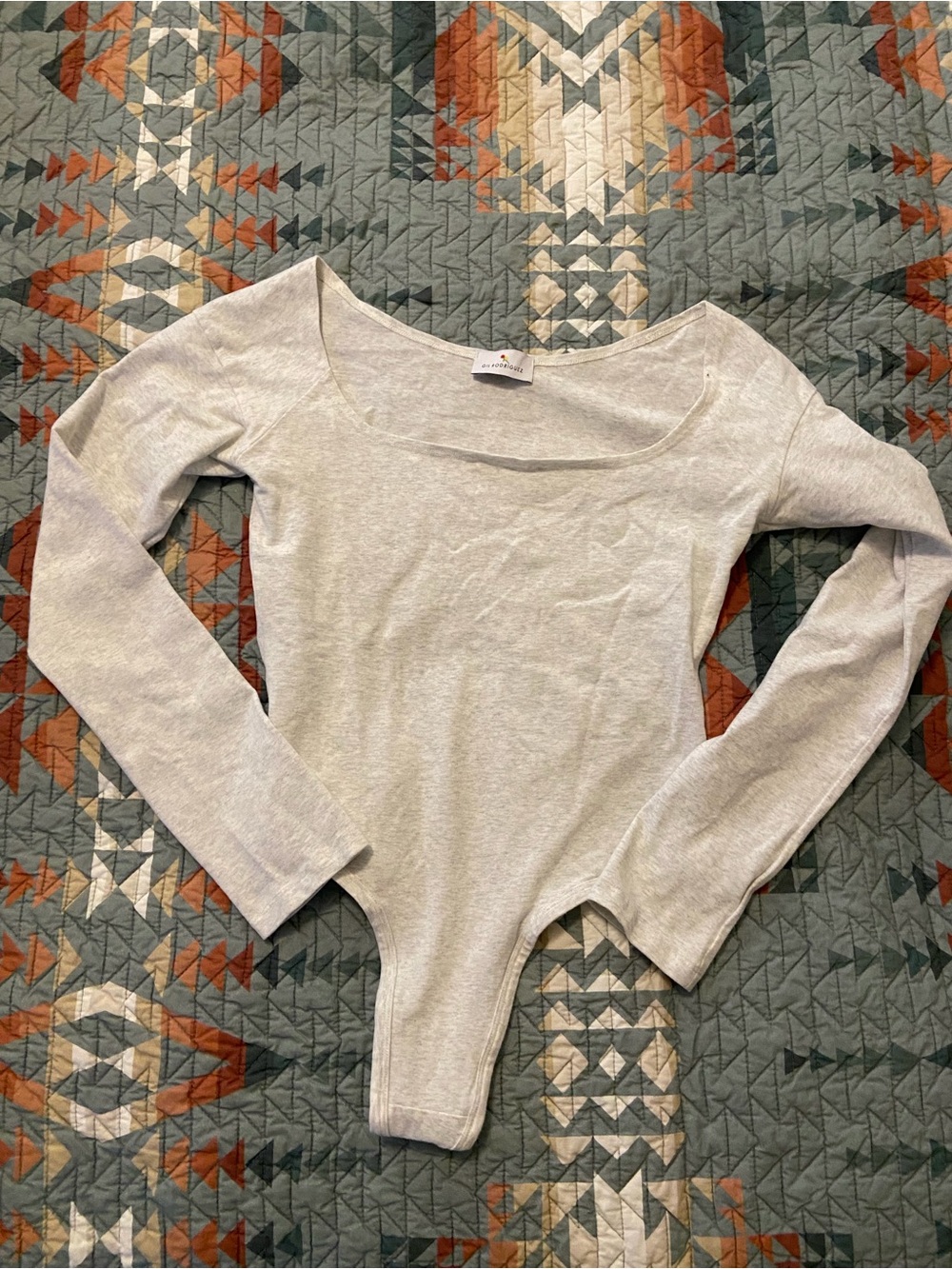 Gil Rodriguez Oatmeal Heather Long-Sleeve Scoop Neck Bodysuit